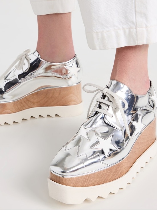 Stella McCartney Shoes - Stella McCartney Elyse Stars Mirror Lace Up Platforms